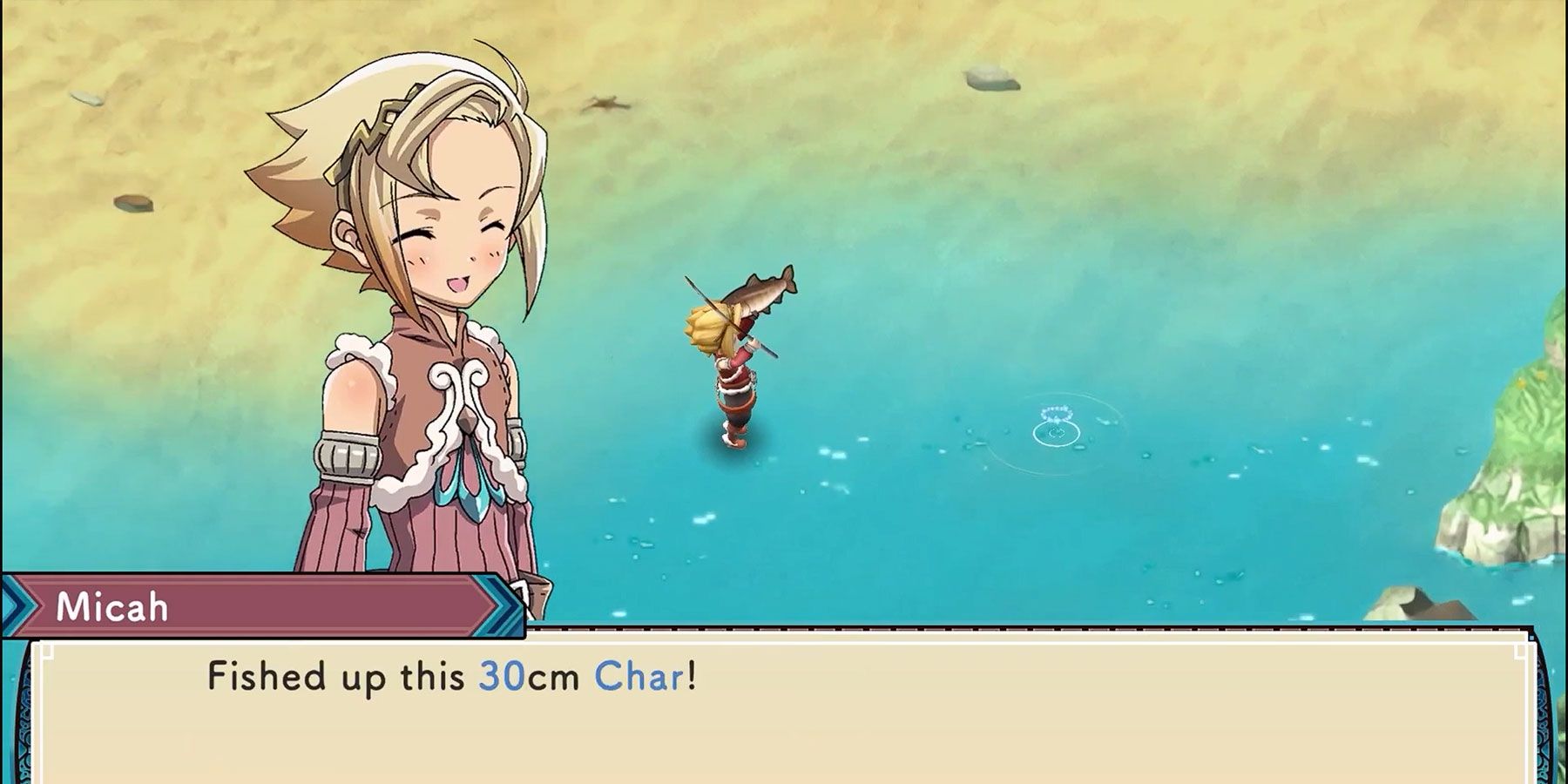 Catching a fish in Rune Factory 3: Special.