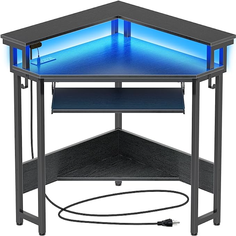 Rolanstar Corner Desk with blue LED lighting