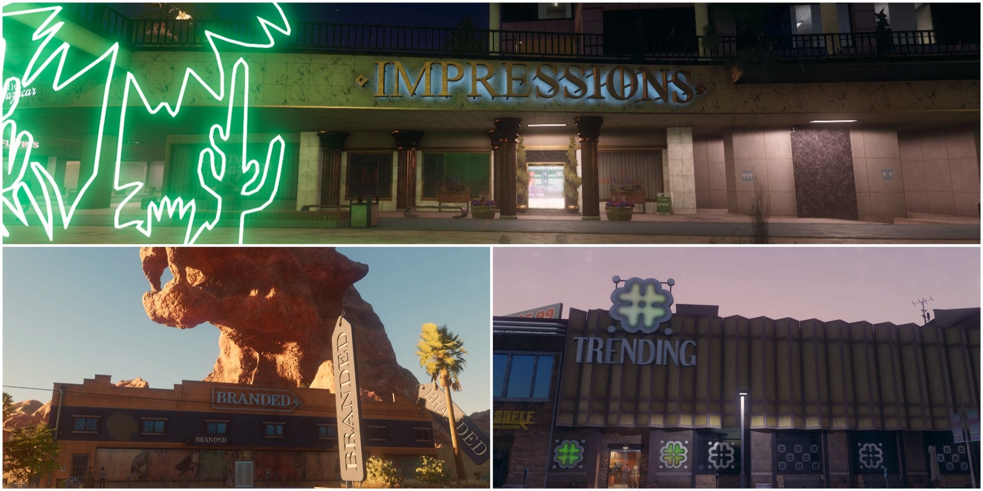 Different clothing stores in Saints Row.