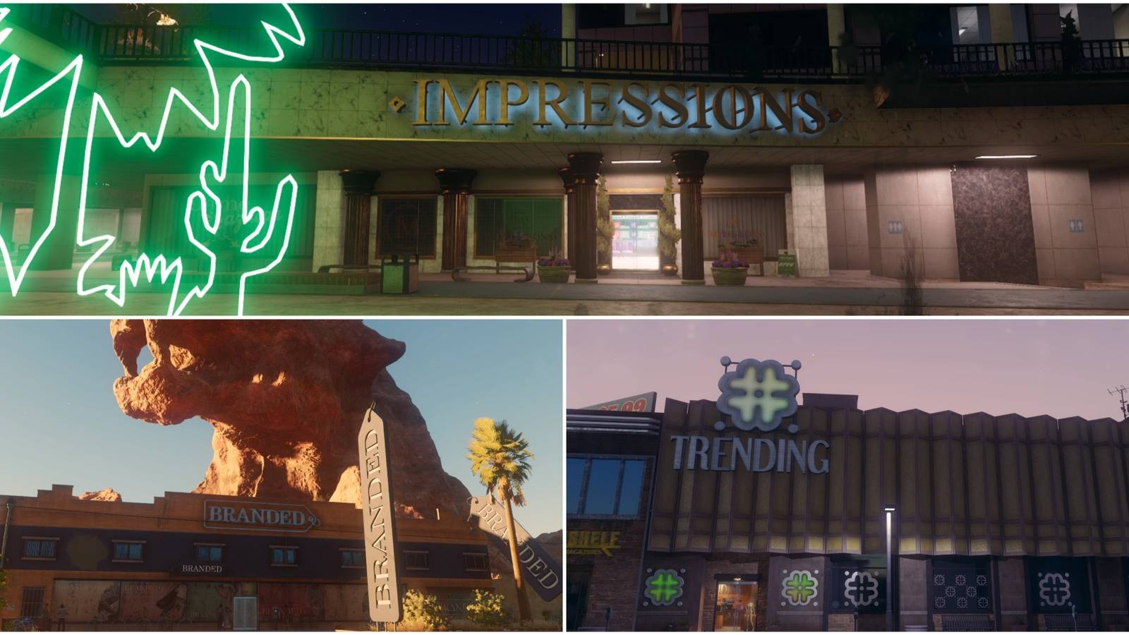 Different clothing stores in Saints Row.