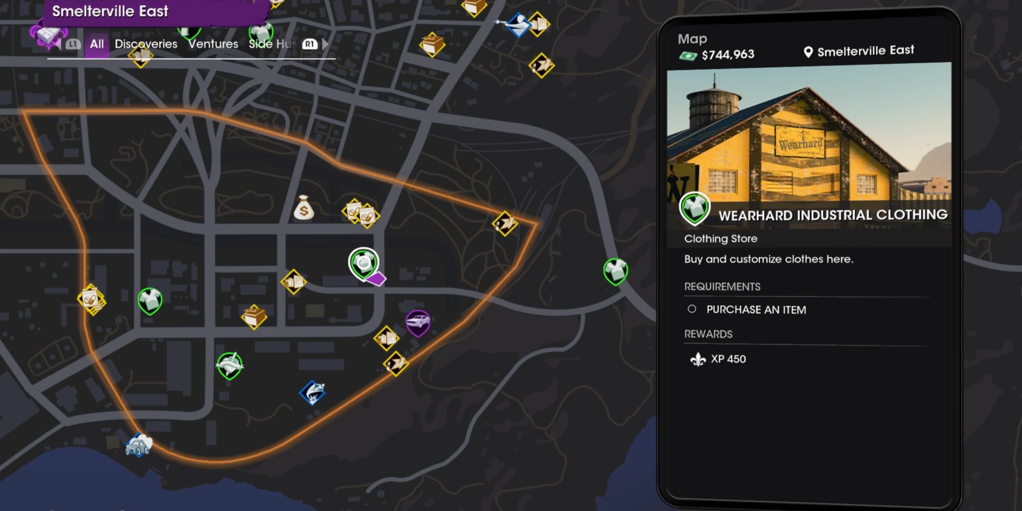 Wearhard Industrial Clothing Map in Saints Row.