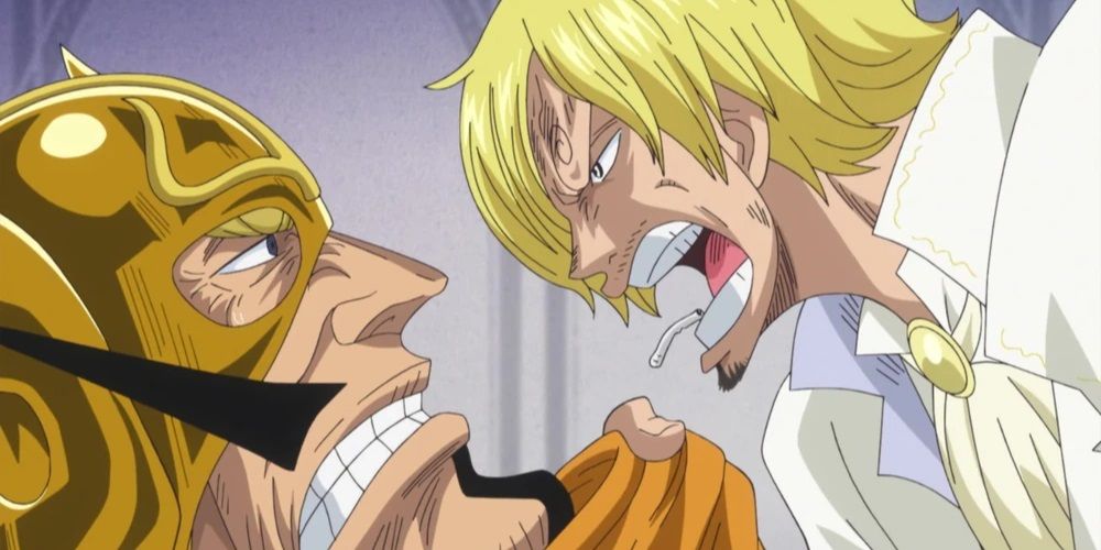 Sanji angrily severing his ties with his father Judge in the One Piece anime