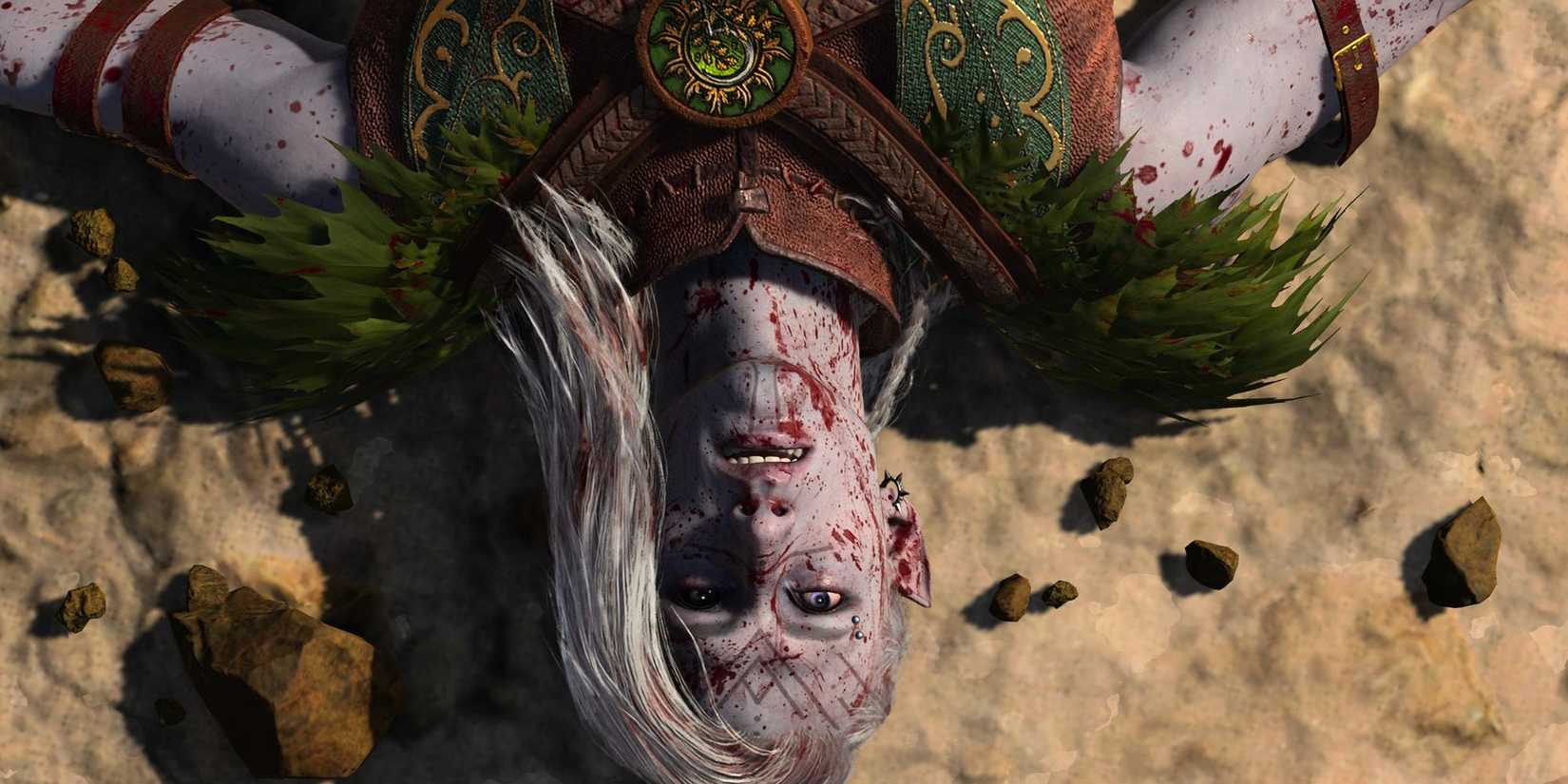 A Scared Dark Urge on the ground in Baldur's Gate 3