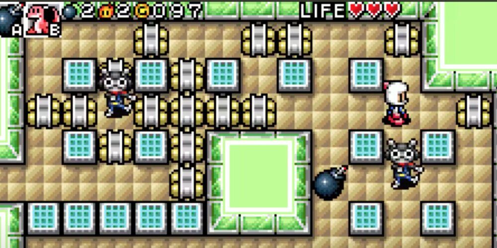 Bomberman Dropping Bombs Around A Maze In bomber man Tournament