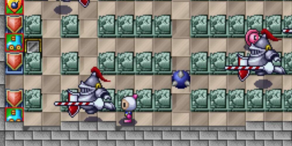 Bomberman Running Around Mechanical Knights