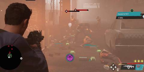 Player Shooting A Group Of Enemies With Loot On The Floor Saints Row 2022