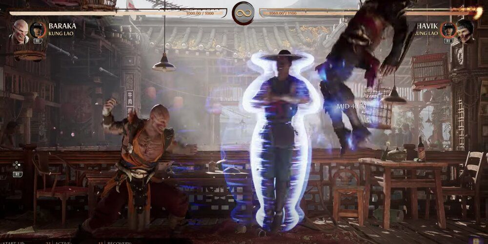 Kung Lao Popping Up An Enemy By Using A Spin Attack