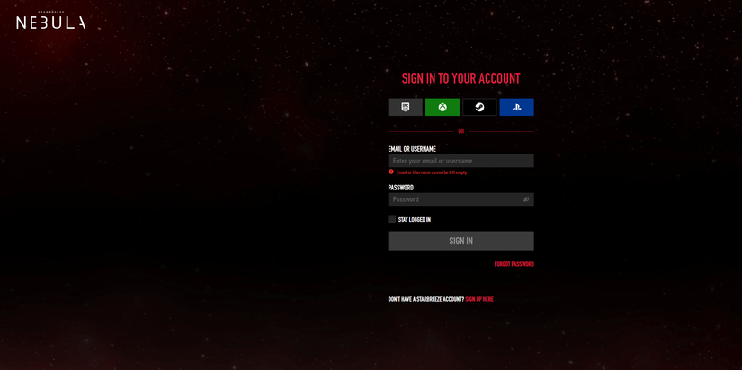 sing in to a nebula account