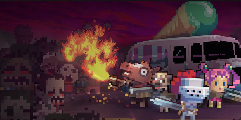 Multiple Characters Running From Zombies With An Ice Cream Truck In The Background