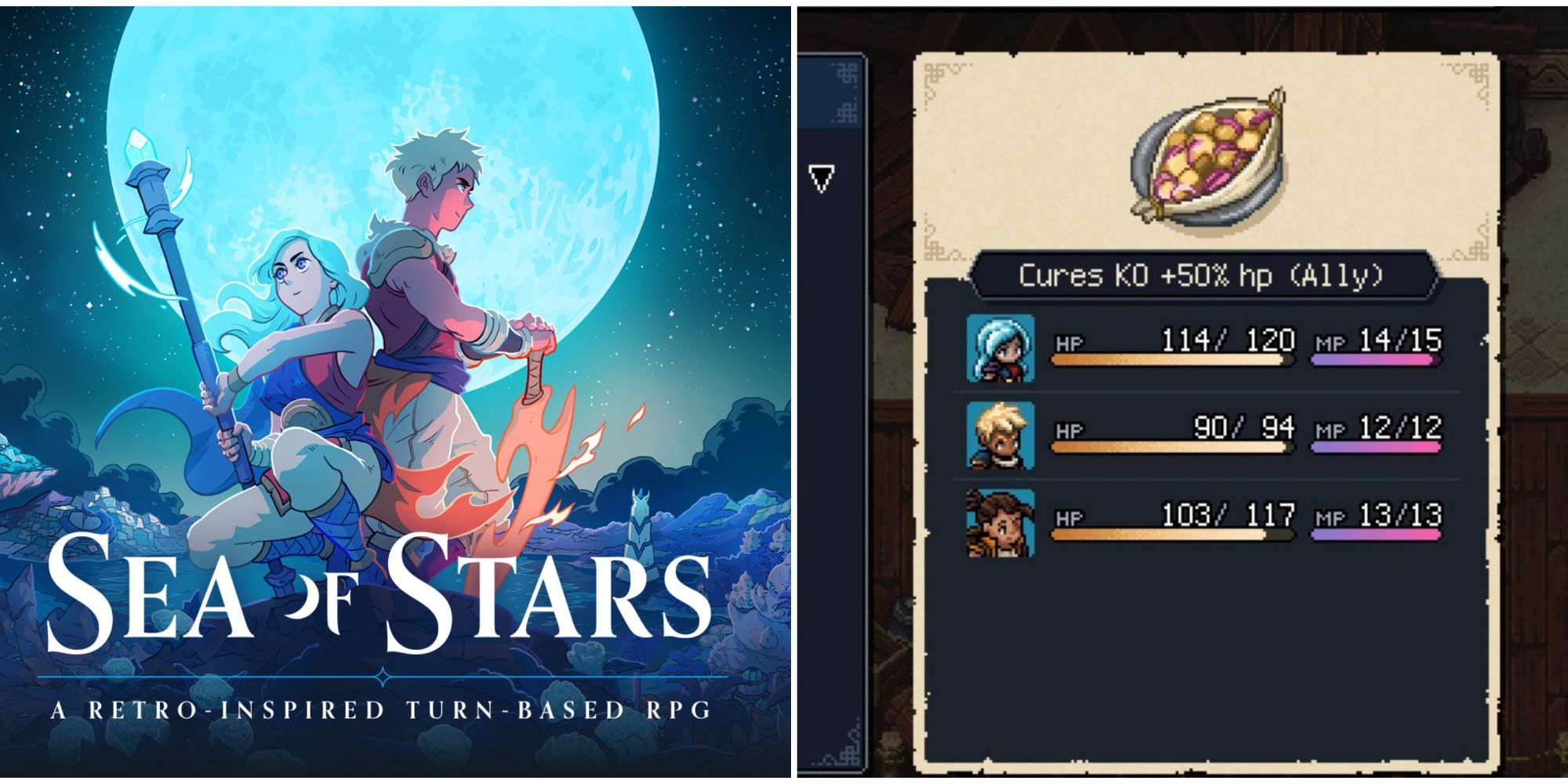 Sea of Stars official poster beside the item window for Papillotte