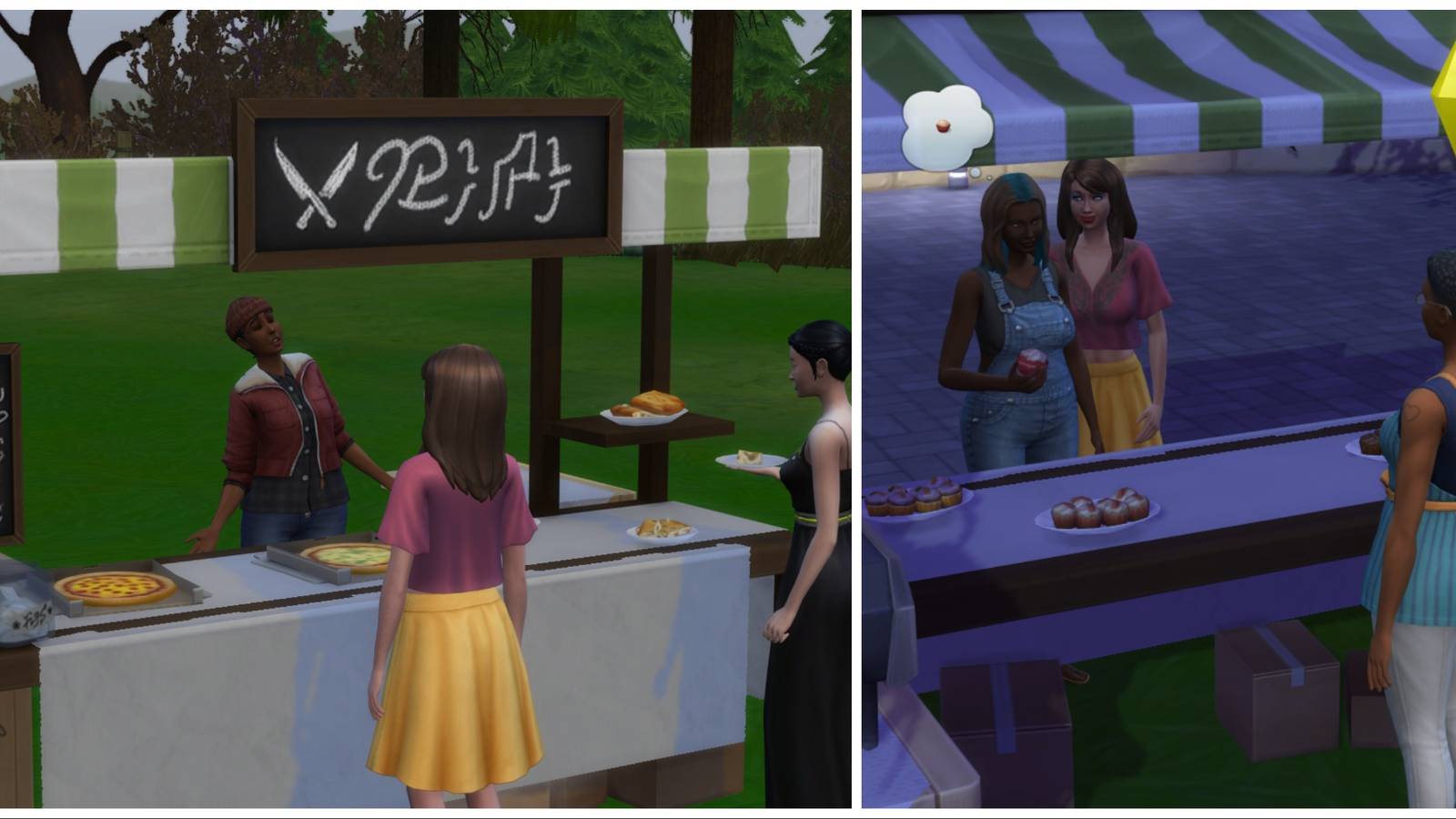 food stand customers purchasing items