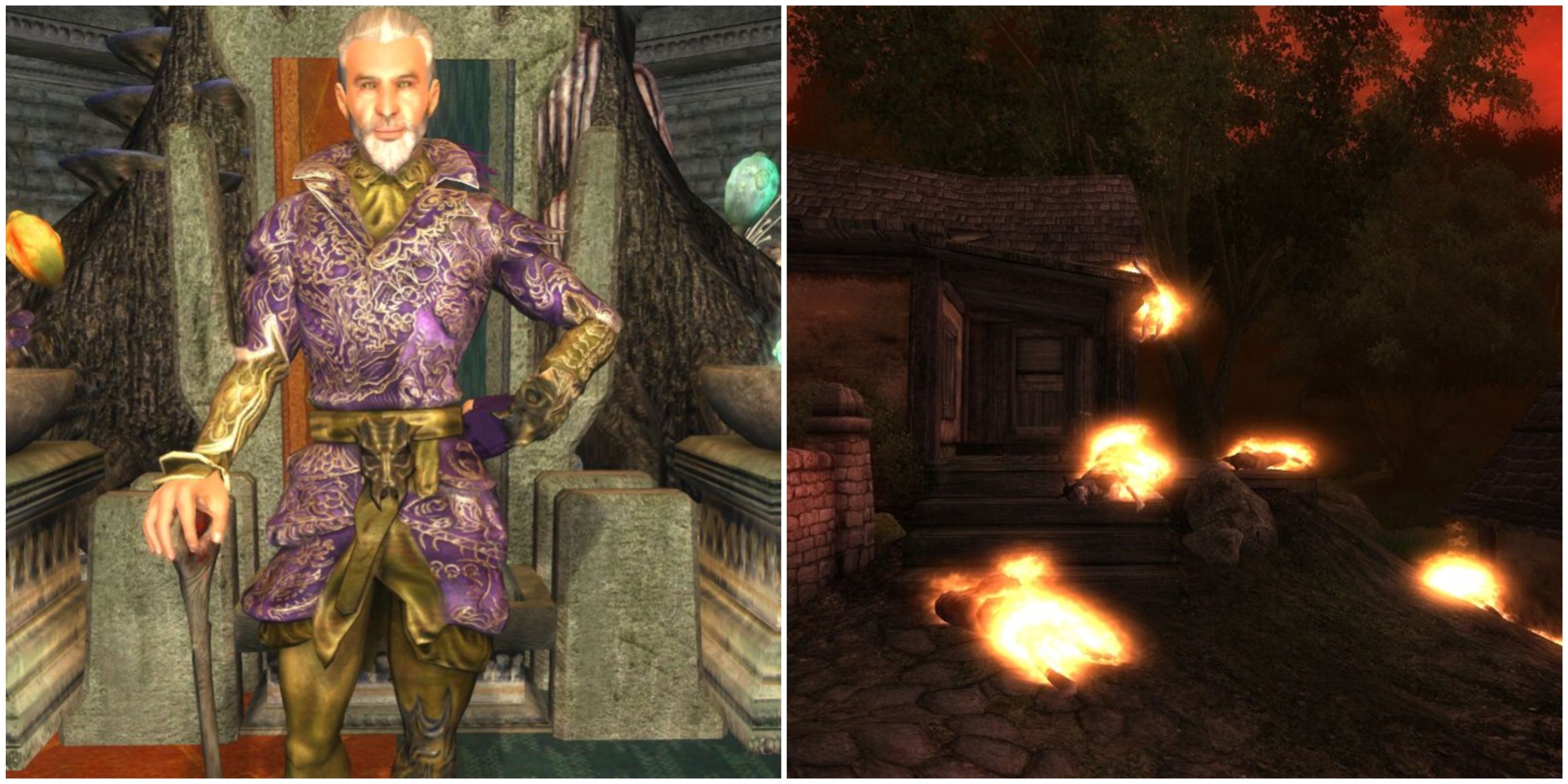 Sheogorath and the flaming dogs in The Elder Scrolls 4: Oblivion