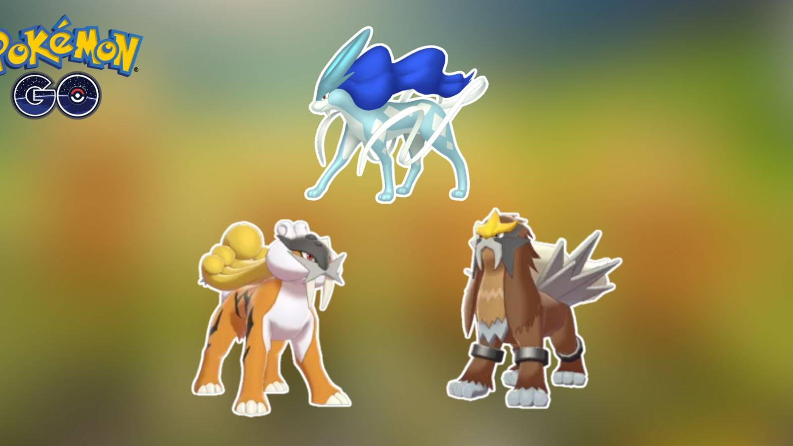Shiny Raikou, Shiny Entei, and Shiny Suicune in Pokemon GO