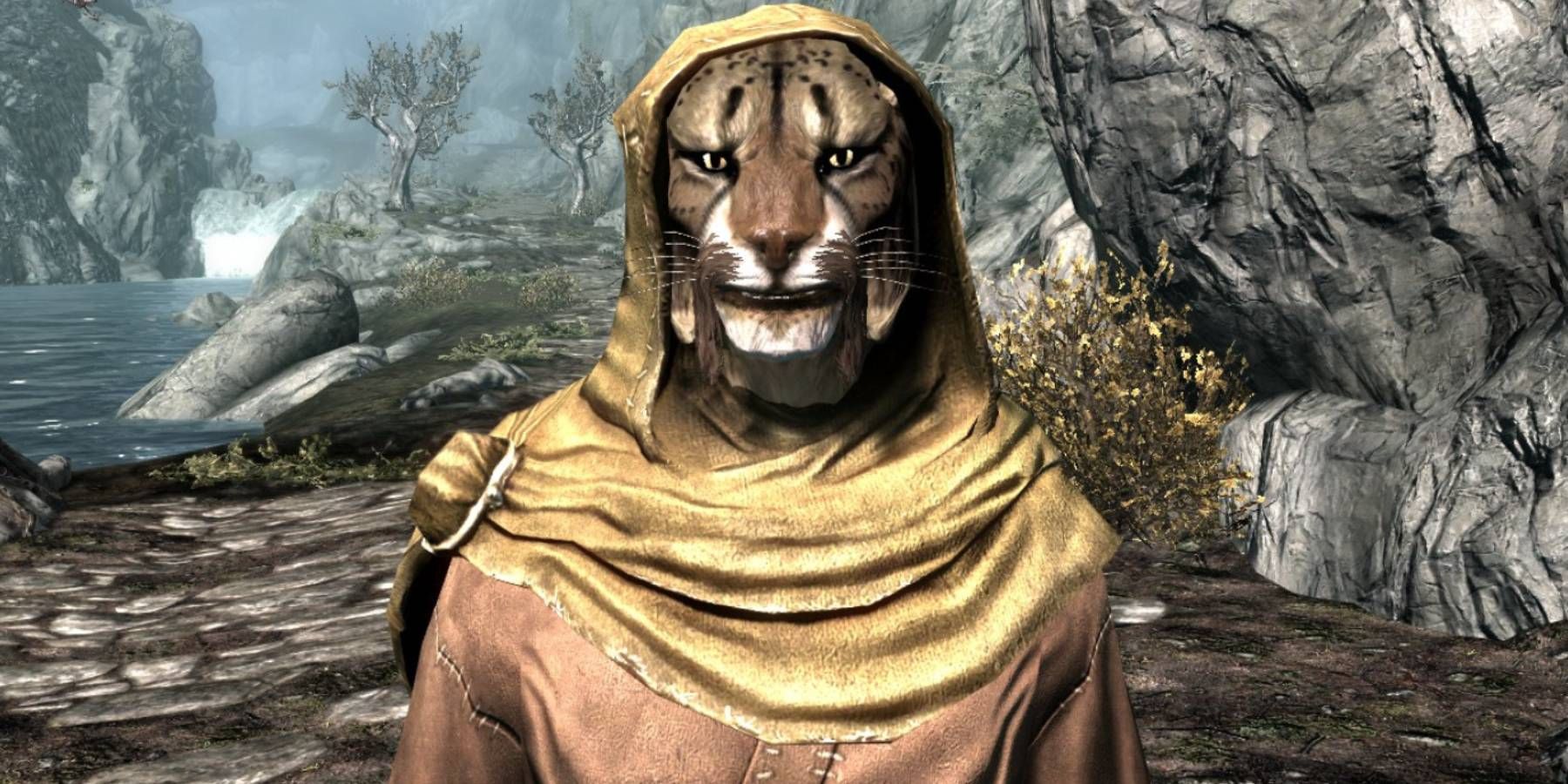 M'aiq The Liar watches the player in Skyrim