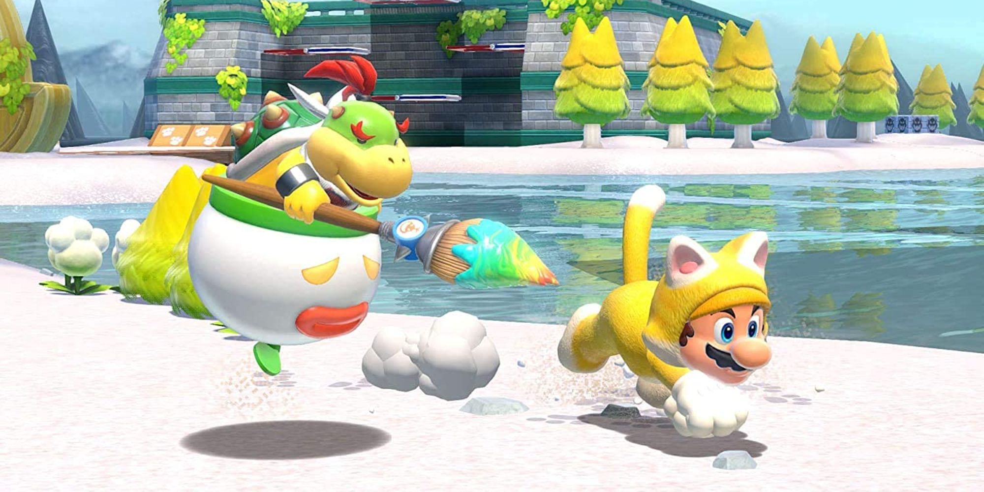 Bowser Jr. following Cat Mario