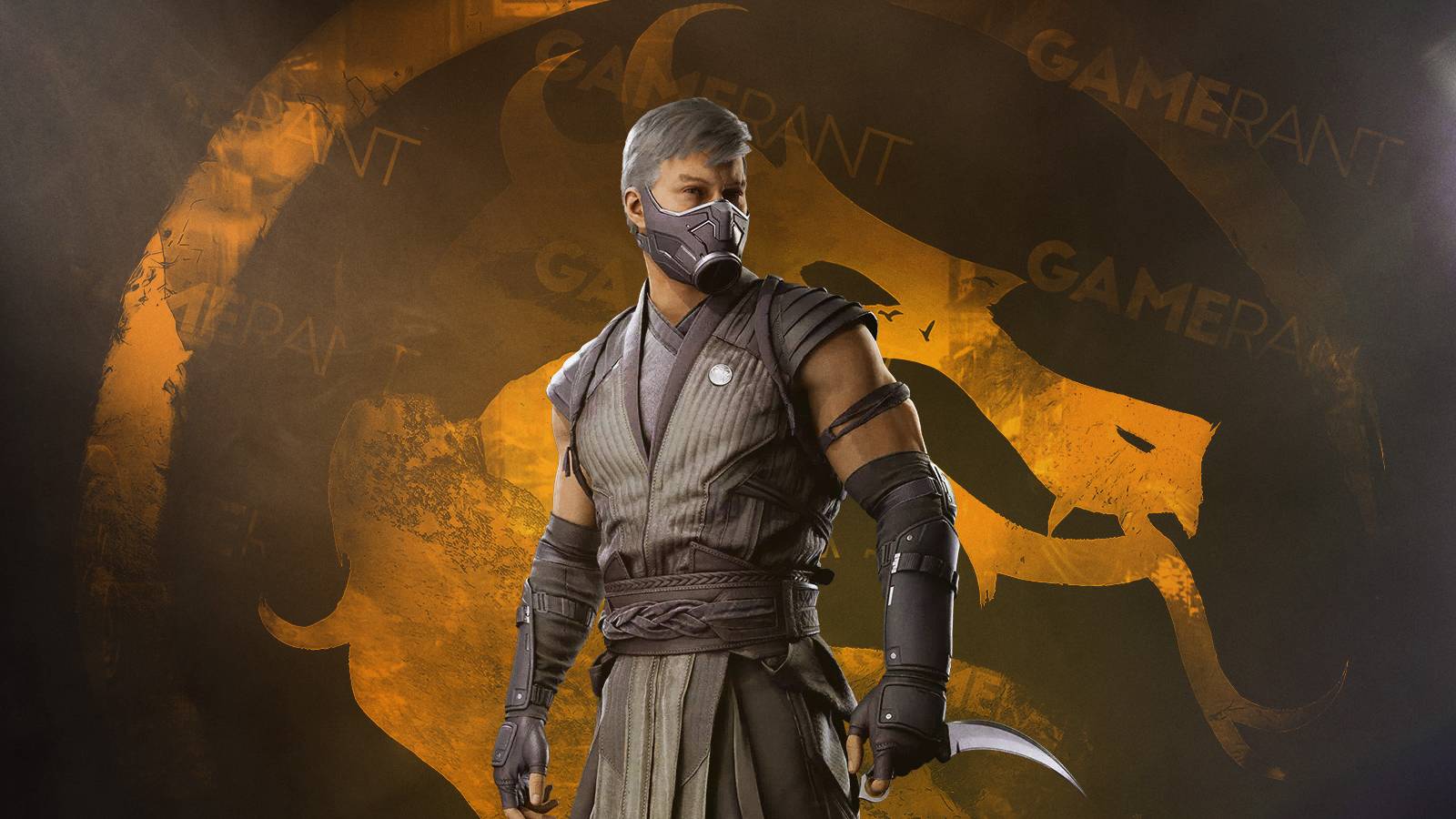 Smoke in front of the mortal kombat logo (gold)