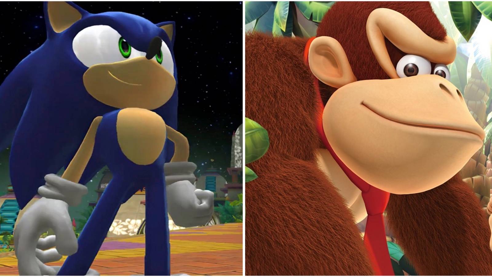 Sonic in Sonic Colors and Donkey Kong in Donkey Kong Country Returns