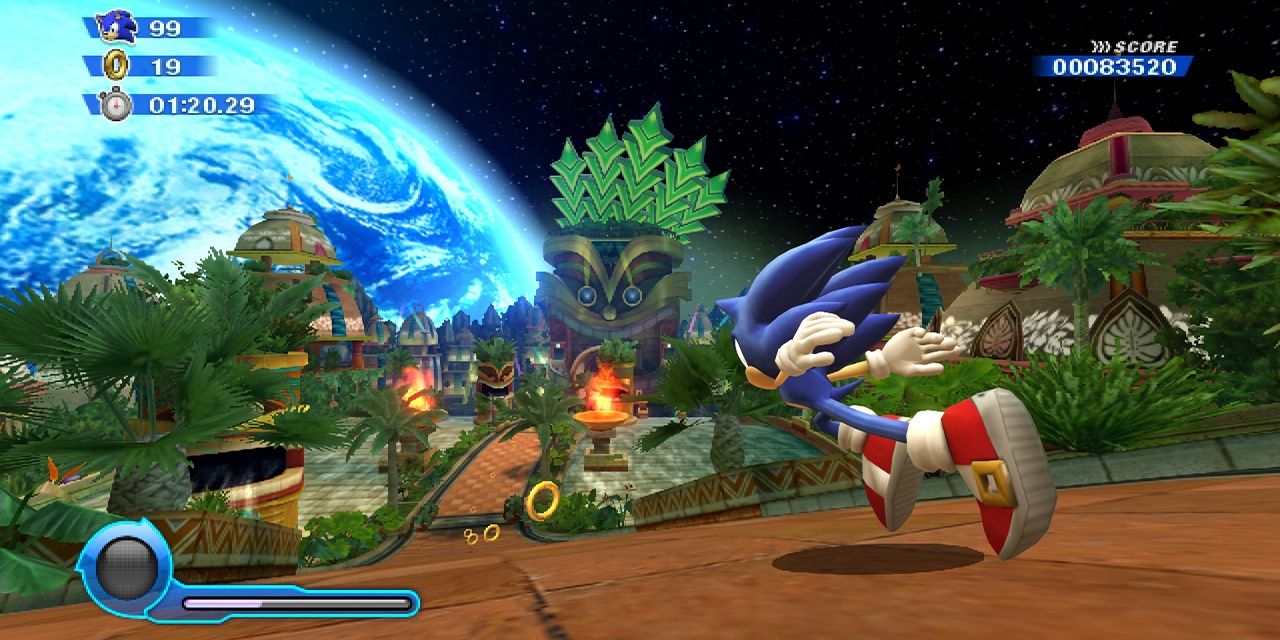 Sonic running through Tropical Resort in Sonic Colours