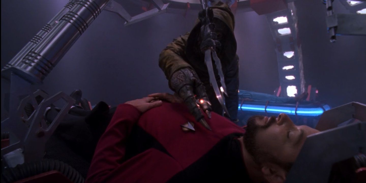 Riker is abducted in "Schisms".