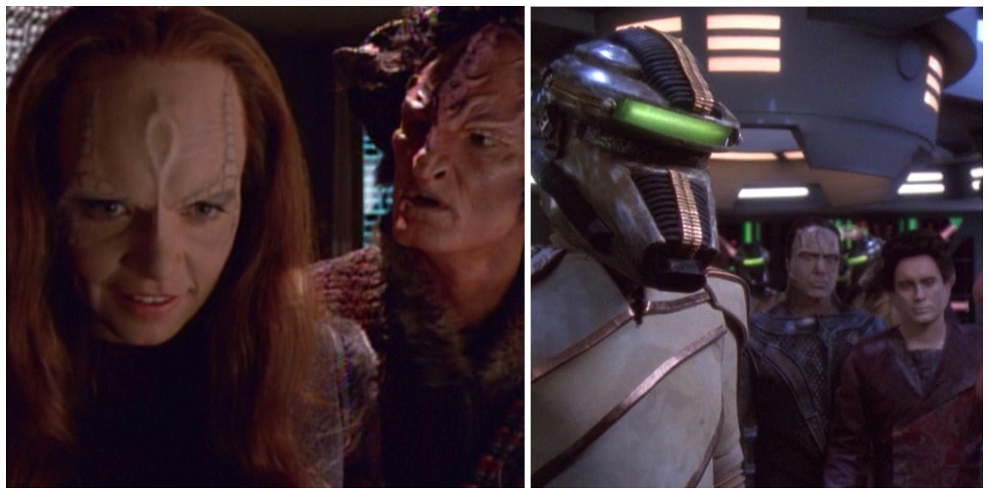 Split image showing Seska and the Kazon and the Breen-Dominion Alliance.