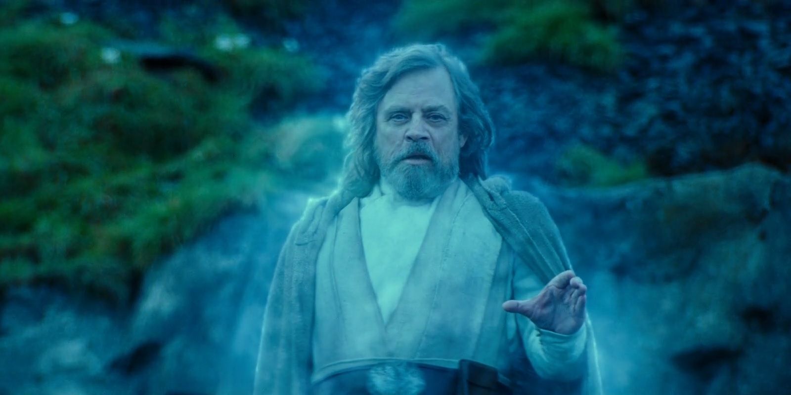 Luke Skywalker appears as a Force ghost.