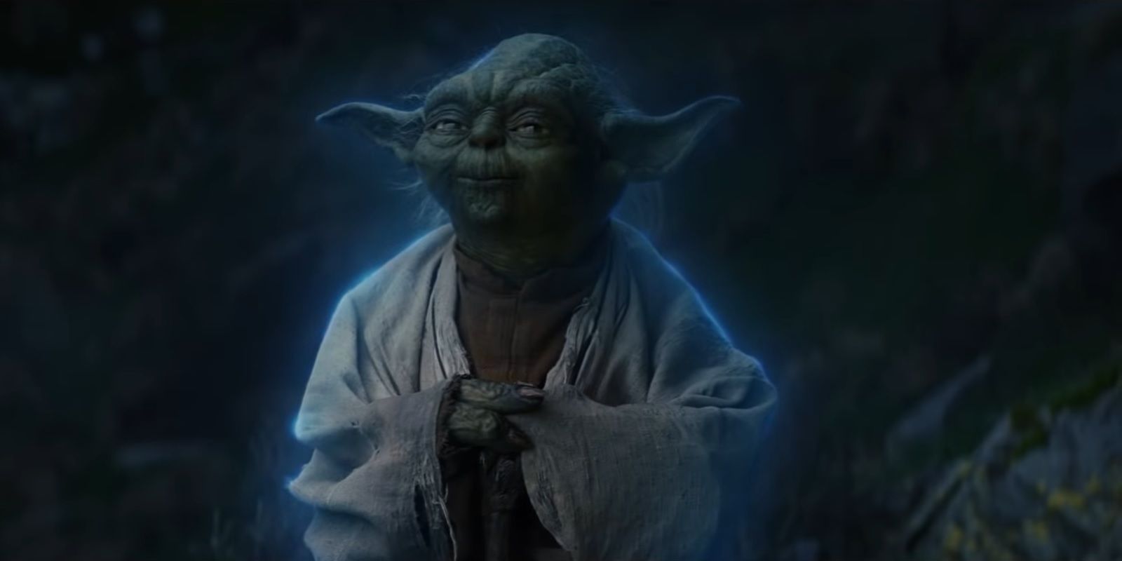 Yoda as a Force ghost in The Last Jedi.