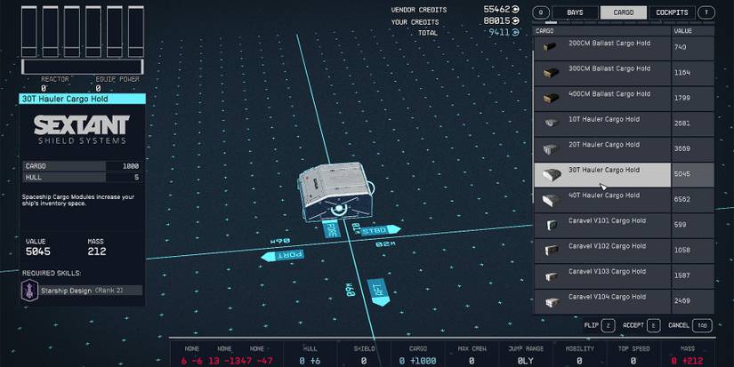 starfield 30t hauler cargo hold
