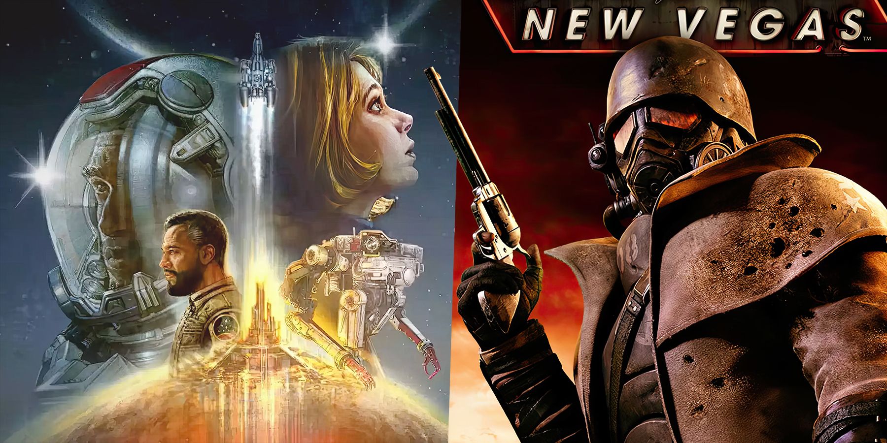 Starfield and Fallout New Vegas covers collage