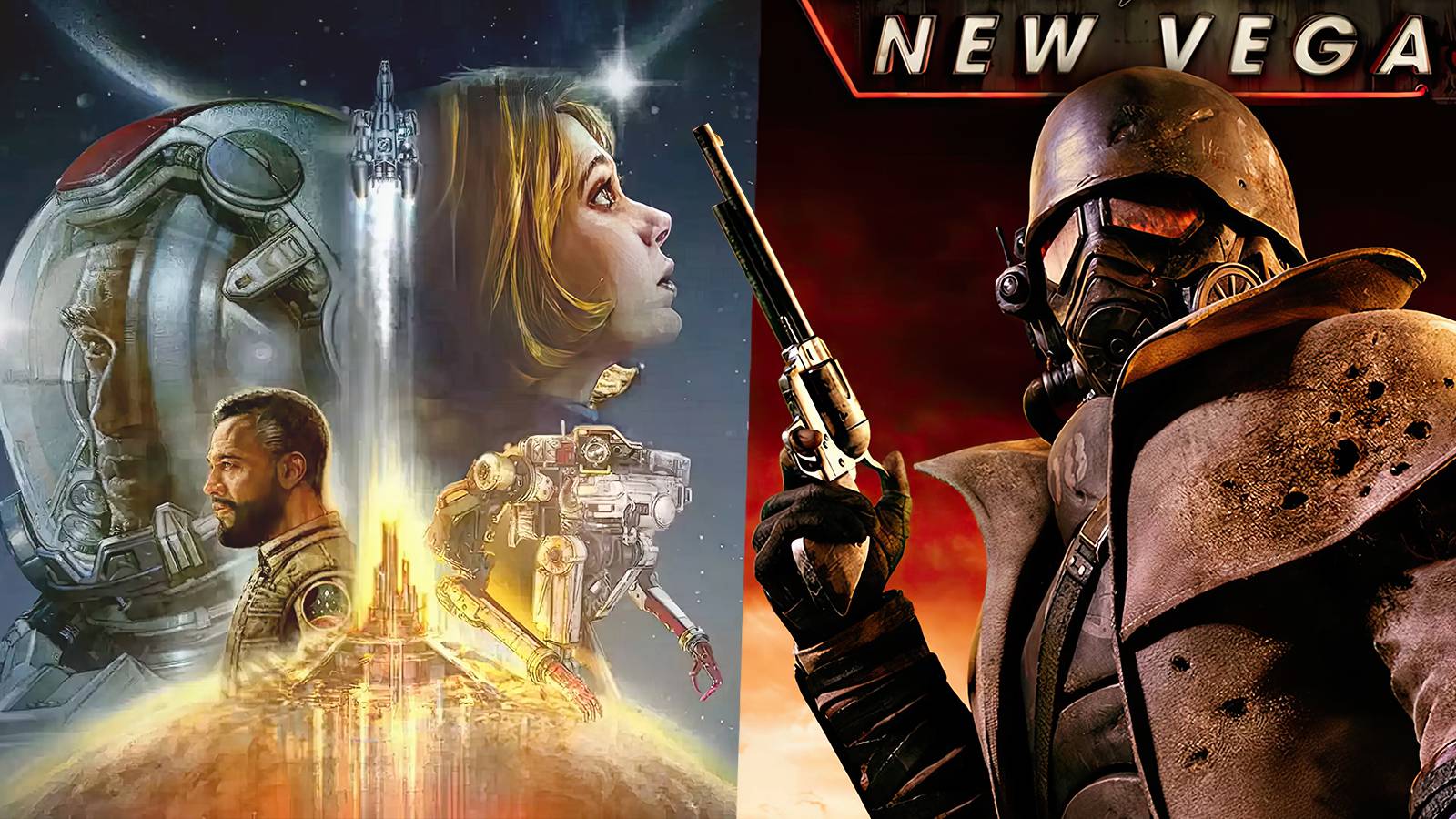 Starfield and Fallout New Vegas covers collage