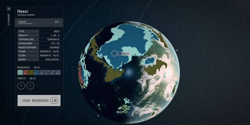 image showing the best planet for farming argon in starfield.