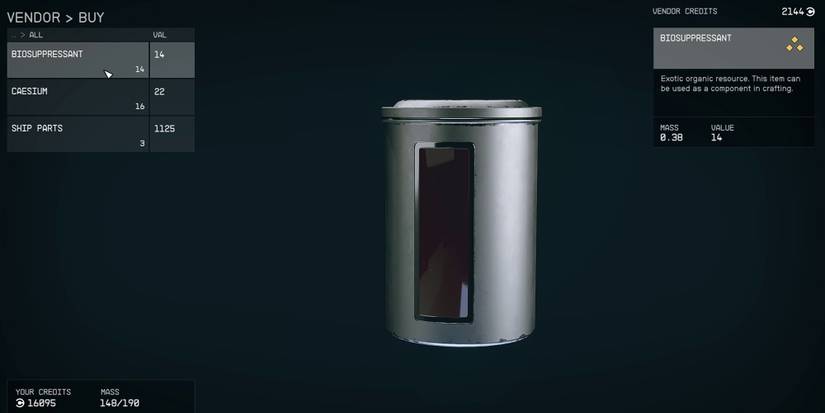 Starfield - Buying Biosuppresants