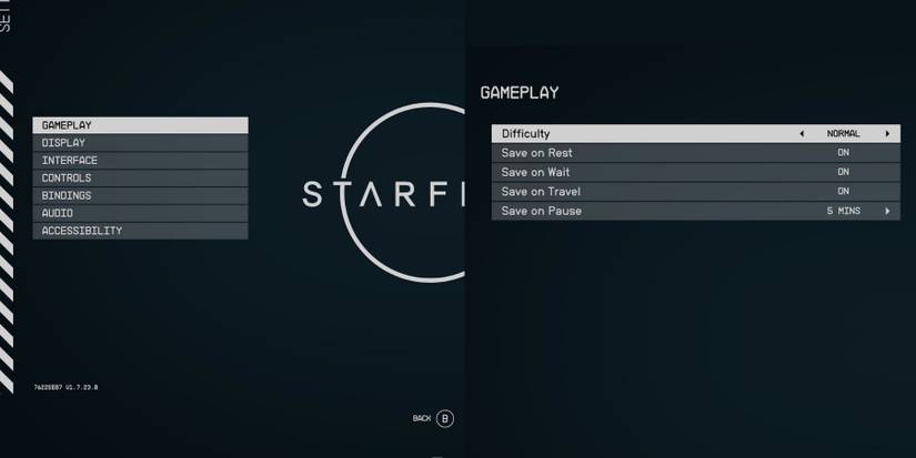 image showing how to change the difficulty level in starfield.
