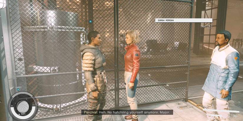 Starfield - Dr Walker and Hadrian meet outside the bar