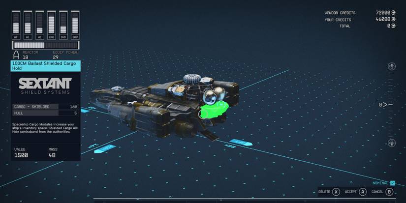 image showing a shielded cargo hold in starfield. 