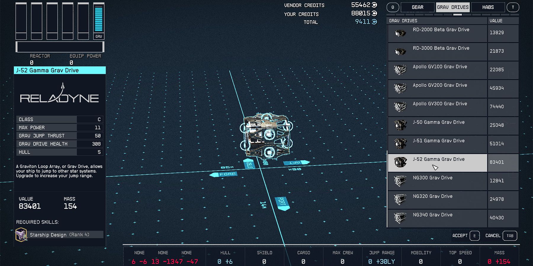 starfield j-52 gamma grav drive