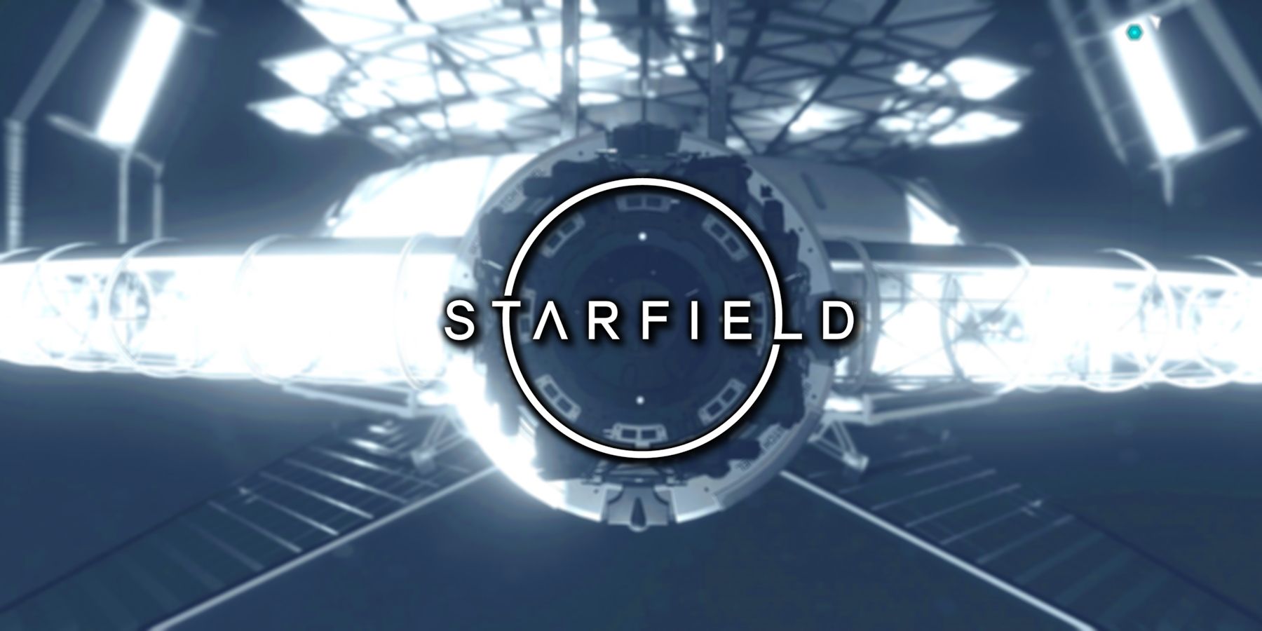 Starfield logo over docking sequence screenshot