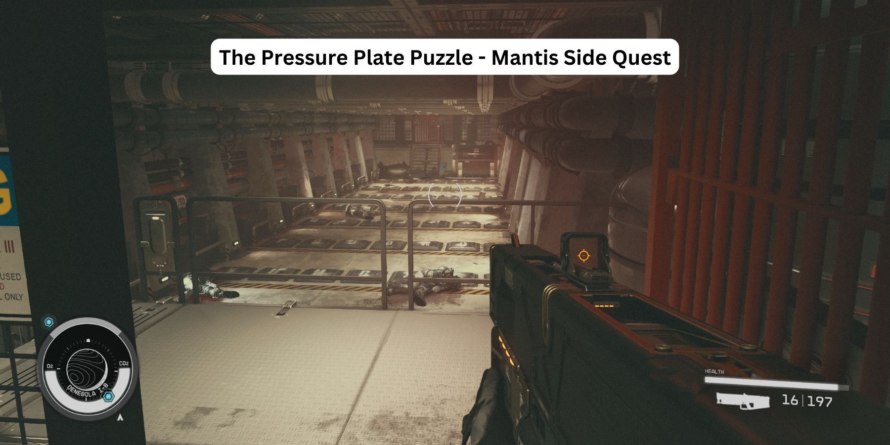 image showing the pressure plate puzzle in the lair of mantis in starfield.