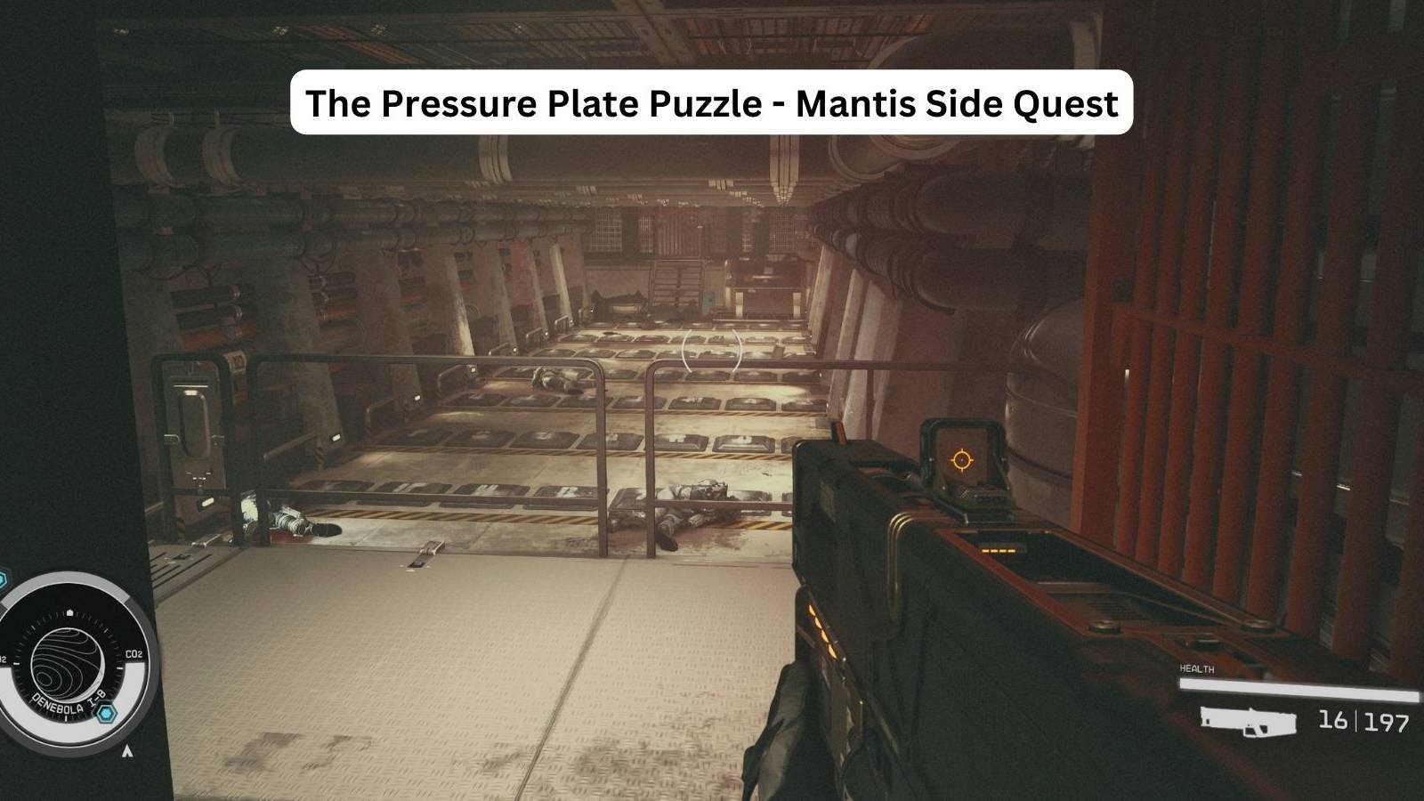 image showing the pressure plate puzzle in the lair of mantis in starfield.