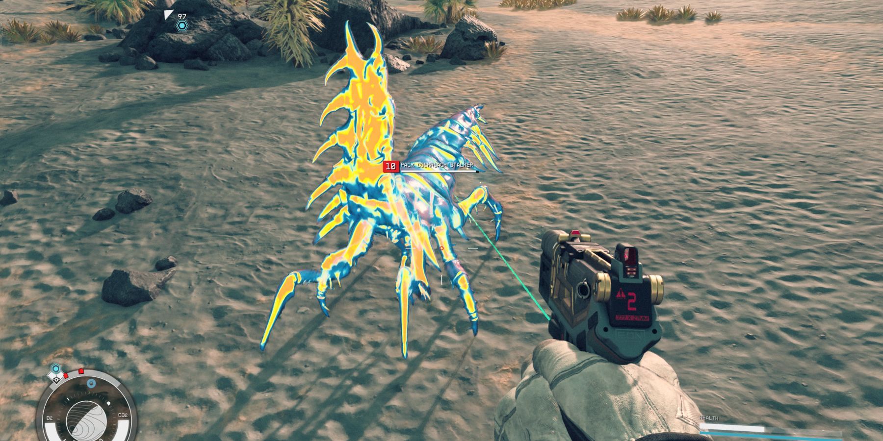 image showing a marked enemy in starfield.