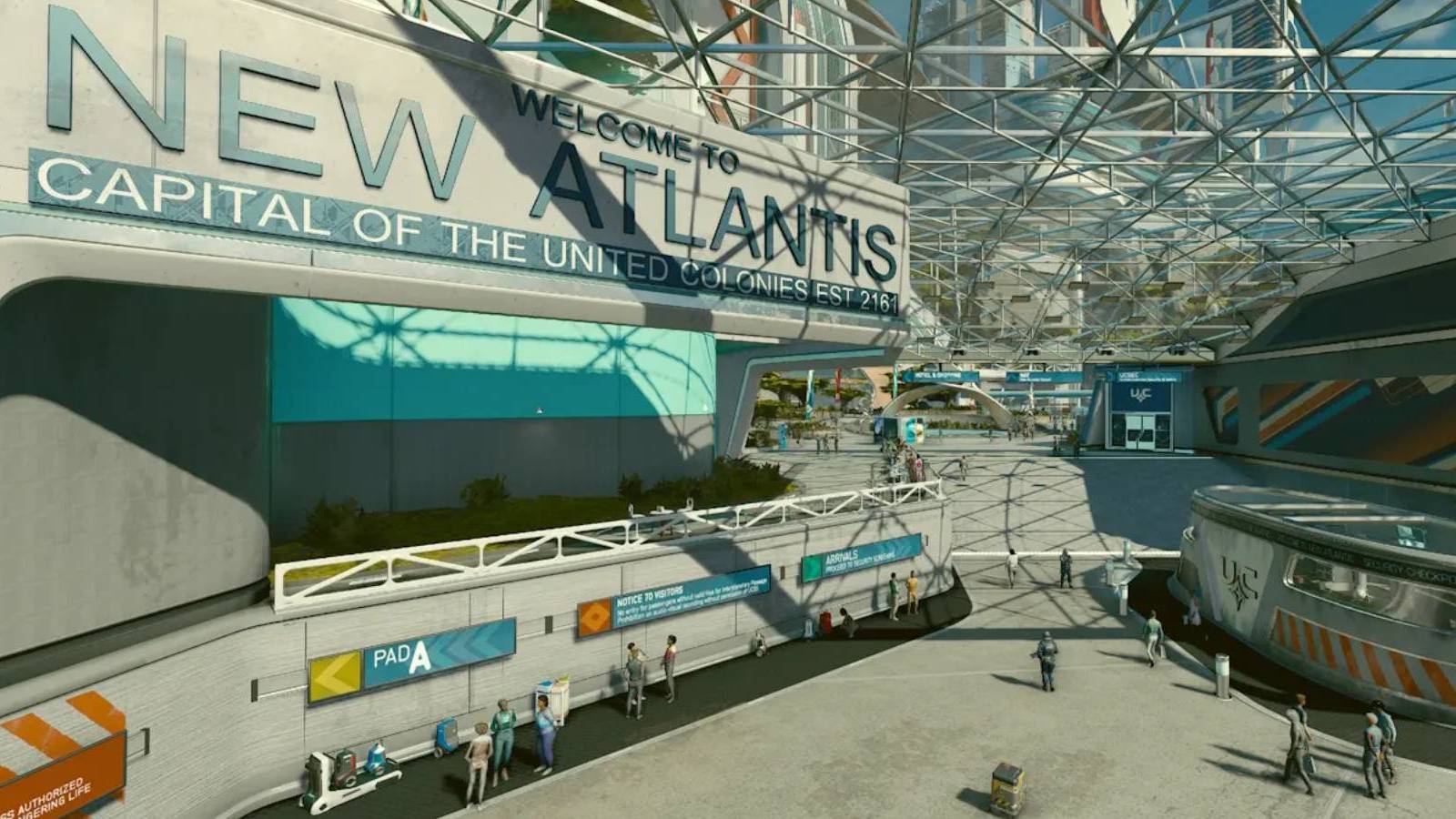 The entrance to New Atlantis in Starfield