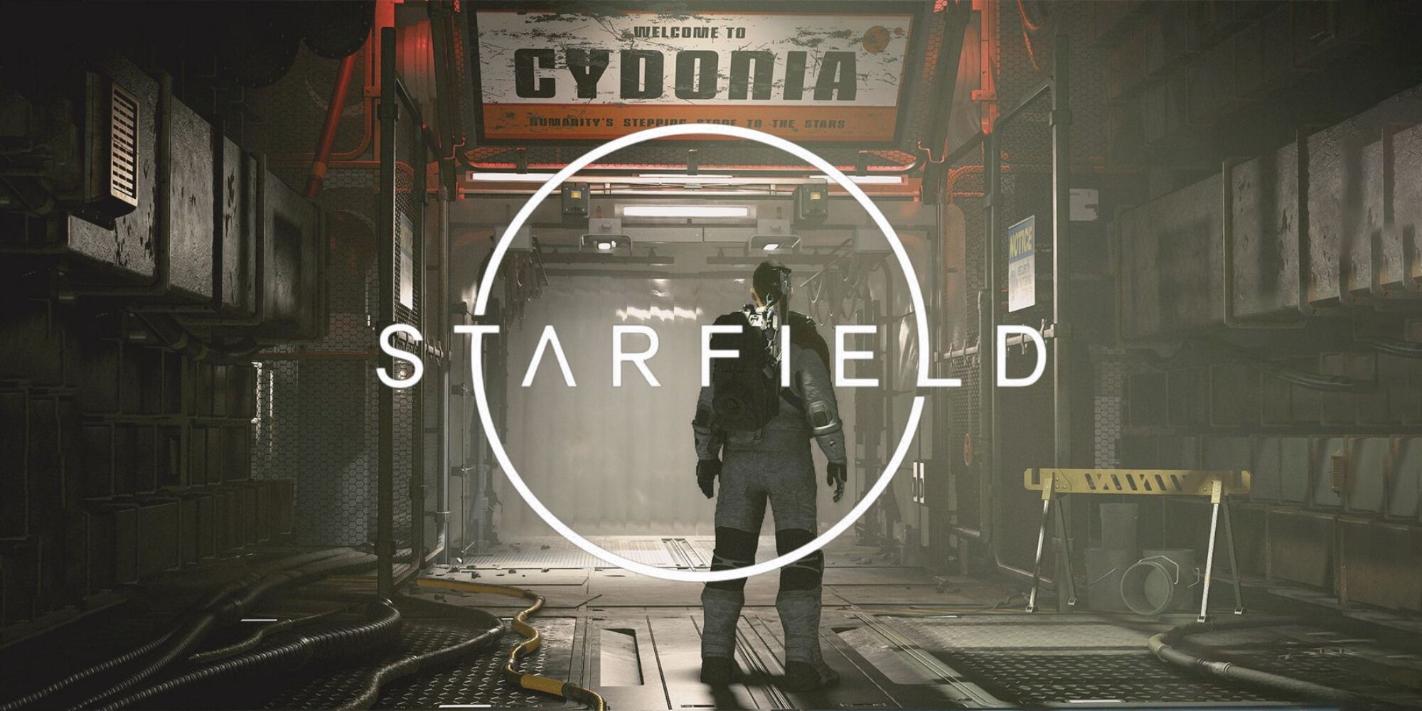 The main character in Starfield at the entrance to Cydonia