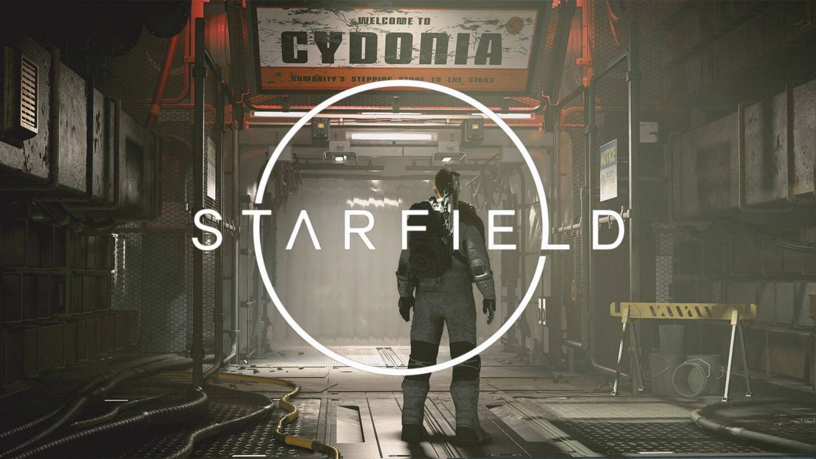 The main character in Starfield at the entrance to Cydonia