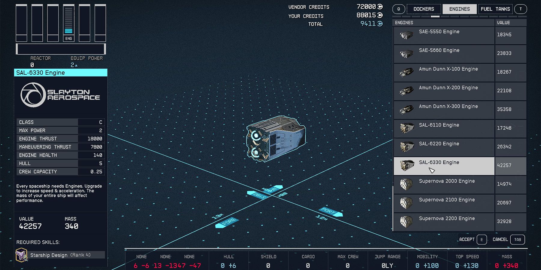 starfield sal-6330 engine