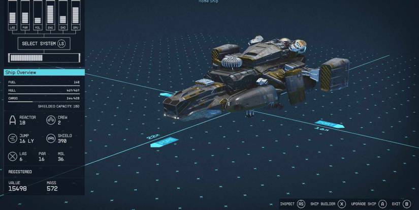 Starfield - Ship modifcation screen