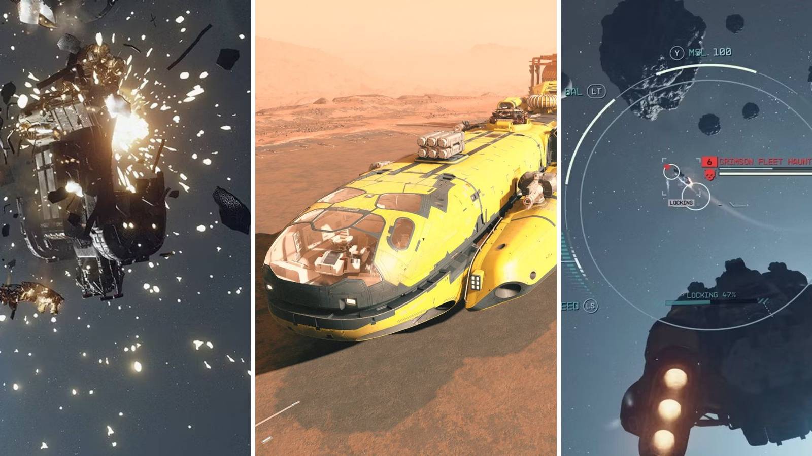 Three different ships in Starfield