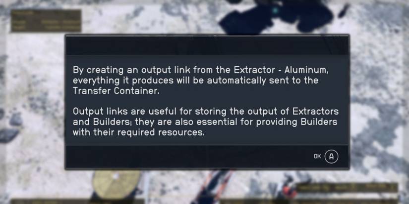 image explaining what output links do in transfer containers in starfield. 
