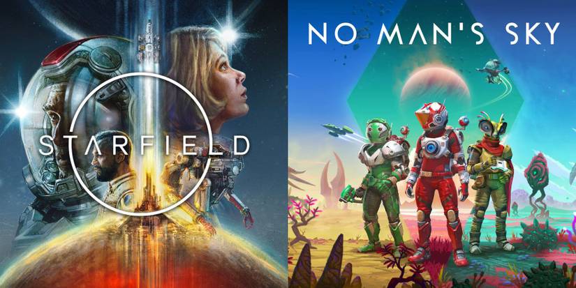 image showing starfield's cover art next to no man's sky art. 