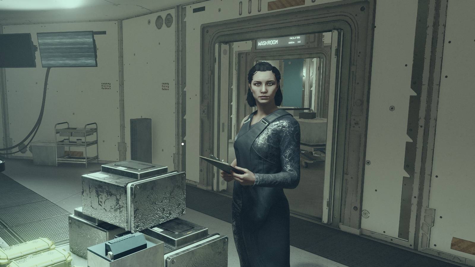 andreja in the cafeteria of the eye using a computer pad