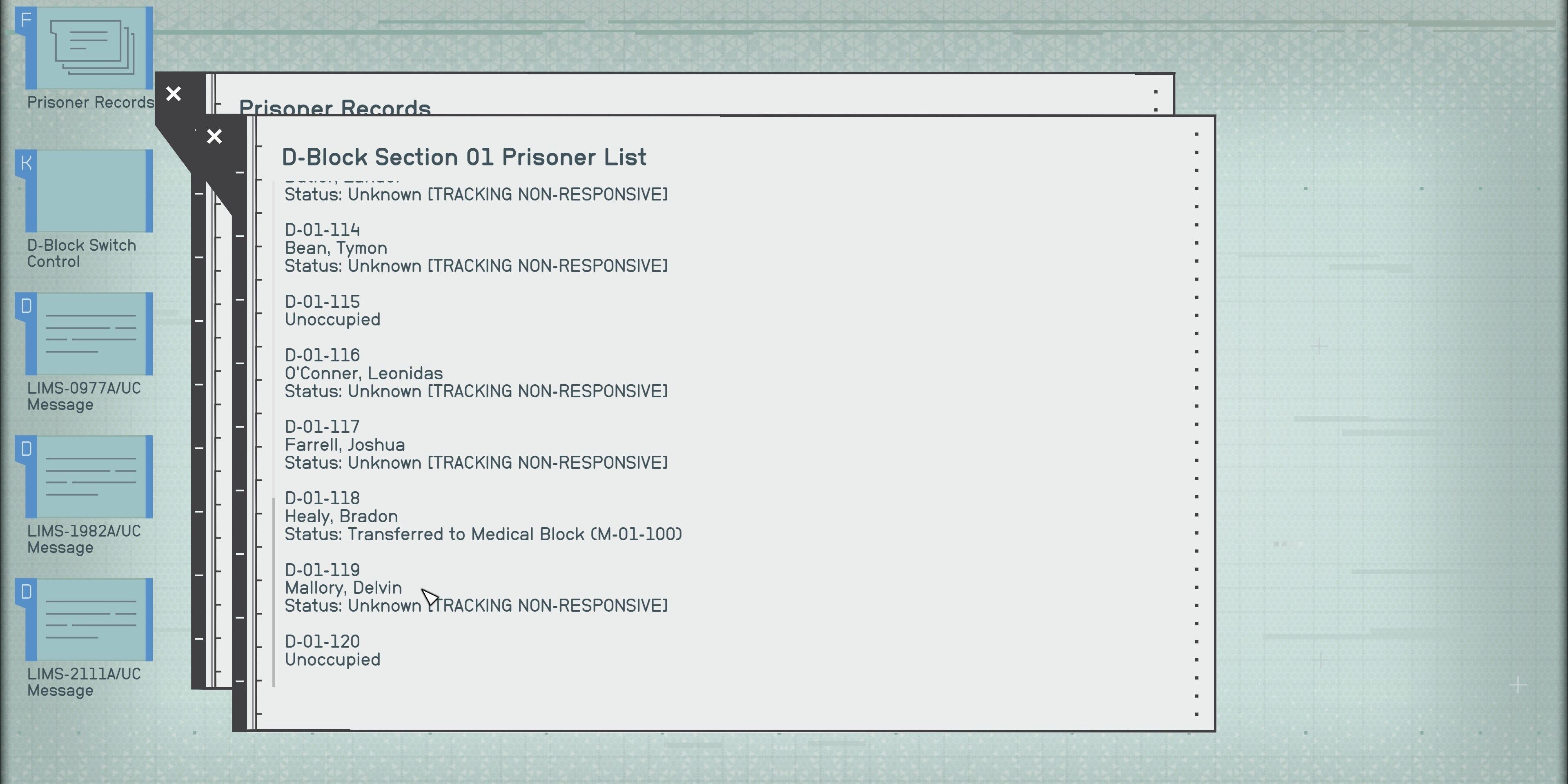 delvin mallory prisoner record in d-block