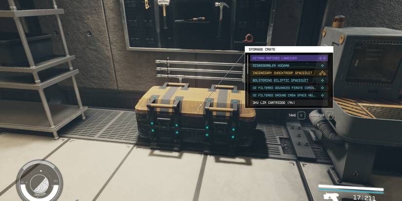 storage crate in the lodge basement holding dead companion gear